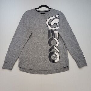 Ecko Unltd Waffle Knit Shirt Mens Large Gray Long Sleeve Graphic Logo Thermal